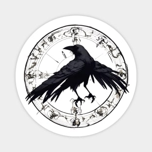 crow in the magic circle Magnet